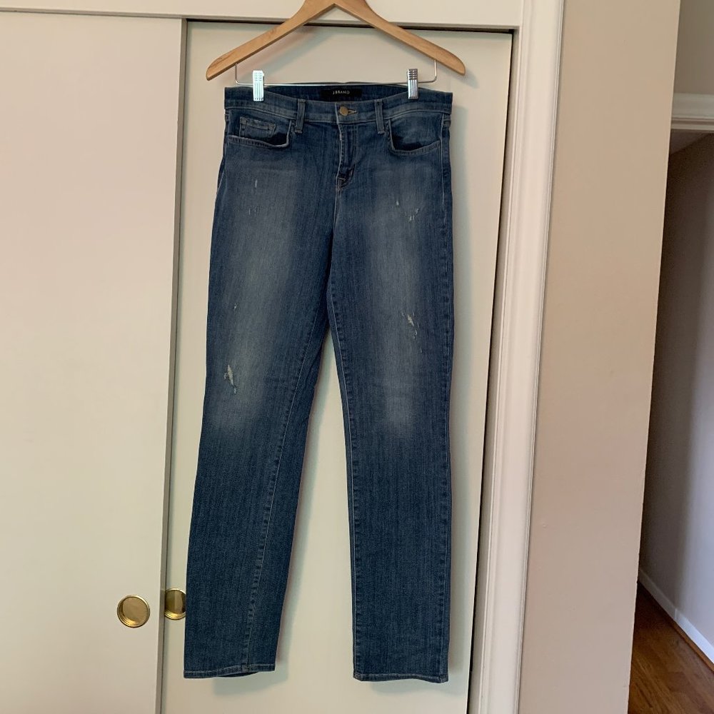 J Brand mid-rise distressed jeans